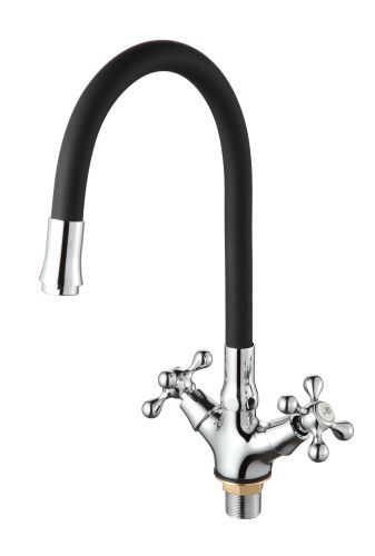 Смеситель для кухни D-Lin D153810-1 на мойку черный/хром