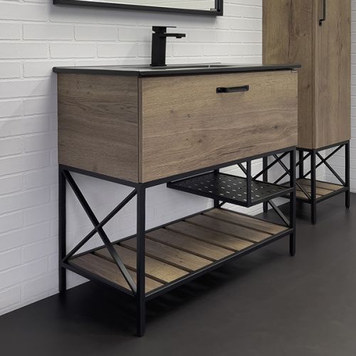 Тумба с раковиной Comforty Бредфорд 00004148003CF 90х50 напольная цвет коричневый