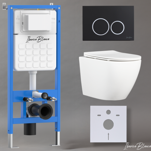 Комплект унитаз с инталляцией и клавишей смыва Iberica Blanca BILBAO ALTO IB001.BLA.231.822