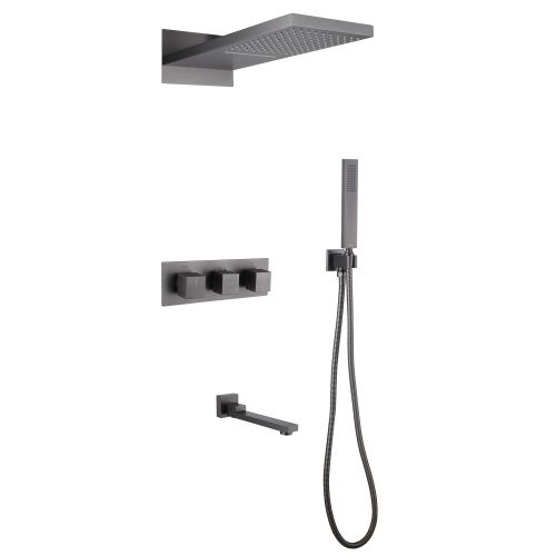 Душевая система Abber AF8253NG встраиваемая в стену цвет серый с термостатом