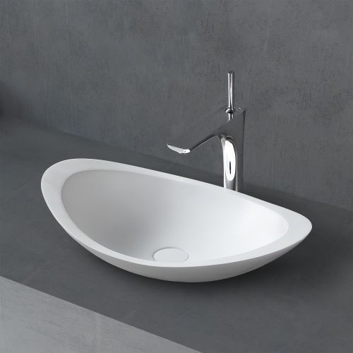 Раковина из искусственного камня Abber STEIN AS2606 60х40 накладная цвет белый без отверстий под смеситель