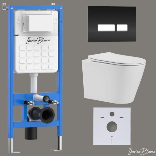 Комплект унитаз с инталляцией и клавишей смыва Iberica Blanca BURGOS ALTO IB001.BRA.231.2211