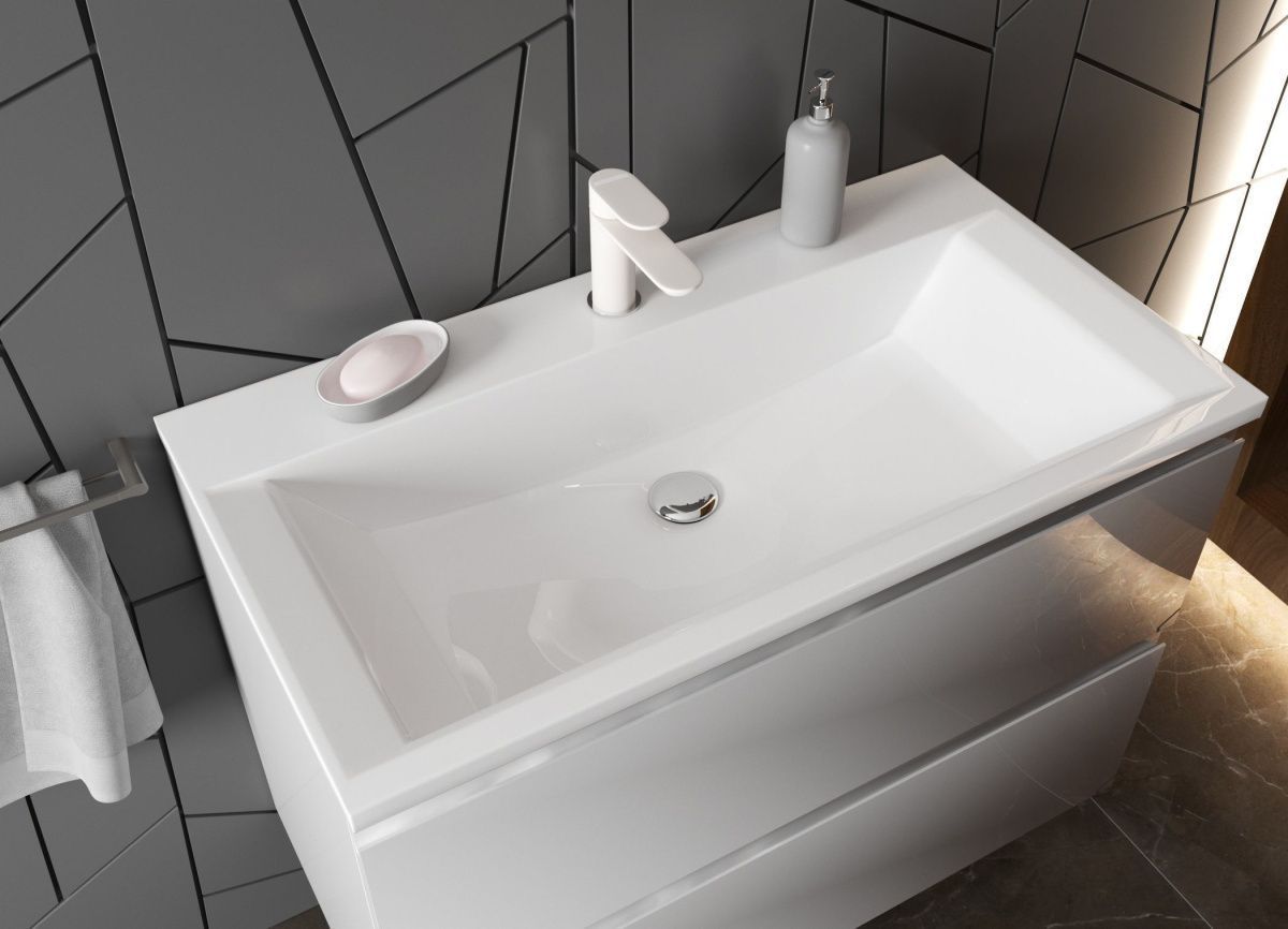 Раковина из искусственного камня Эстет Рава ФР-00002613 90х50 накладная цвет белый 1 отверстие под смеситель - фото 4