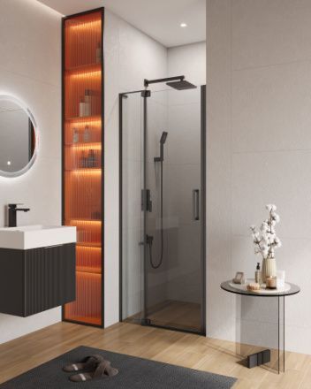 Душевая дверь Cezares SLIDER SLIDER-B-1-80/90-C-NERO 80х195 стекло прозрачное профиль черный