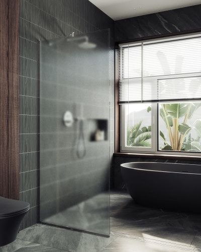 Душевая перегородка Maybah Glass MGD-688-1у 120х195 стекло тонированное профиль белый