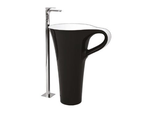 Раковина из сантехнического фарфора Artceram CUP OSL004 01 50 70х50 напольная цвет белый/черный без отверстий под смеситель