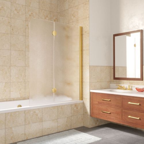 Душевая шторка на ванну Vegas-Glass E2V LUX E2V LUX 120 09 02 R 120х150 стекло рифленое профиль золото ориентация правая