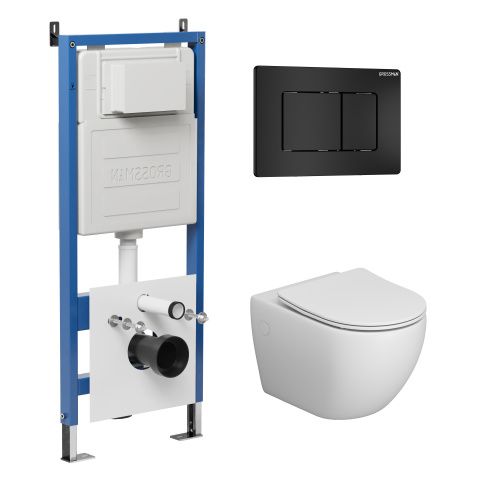 Инсталляция + кнопка смыва + унитаз Grossman Classic 97.4411S.04.21M