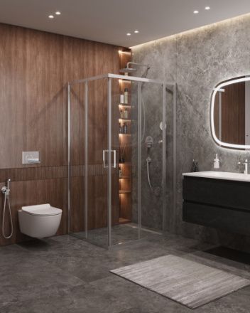 Душевой уголок Cezares MOLVENO MOLVENO-AH-21-90+30-C-Cr-IV 120х90 стекло прозрачное профиль хром без поддона