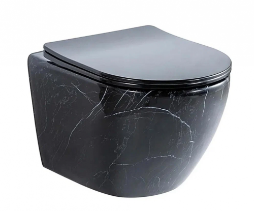 Унитаз подвесной CeramaLux 2212BM черный с сиденьем микролифт каскадный смыв