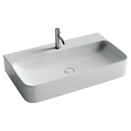 Раковина из сантехнического фарфора Ceramica Nova AURA CN2006 80х50 подвесная цвет белый 1 отверстие под смеситель