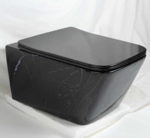 Унитаз подвесной CeramaLux 2215BW черный с сиденьем микролифт смыв торнадо