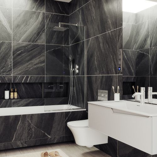 Душевая шторка на ванну Maybah Glass MGV-65-5у 90х140 стекло прозрачное профиль хром ориентация универсальная