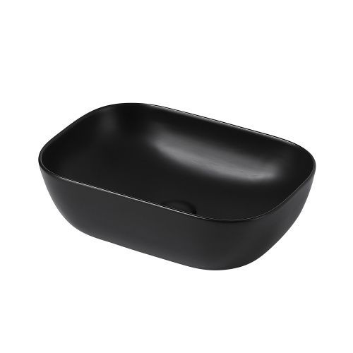 Раковина керамическая Abber RECHTECK AC2200MB 50х30 накладная цвет черный без отверстий под смеситель