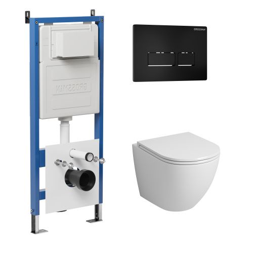 Инсталляция + кнопка смыва + унитаз Grossman Pragma 97.4455S.03.210