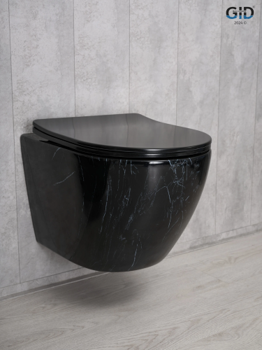 Унитаз подвесной Gid Convexo 62227Y черный с сиденьем микролифт безободковый смыв торнадо