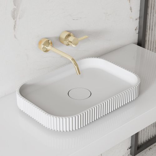 Раковина из искусственного камня Abber STEIN AS2602 50х40 накладная цвет белый без отверстий под смеситель