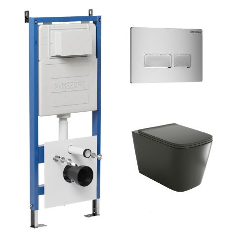 Инсталляция + кнопка смыва + унитаз Grossman Pragma 97.4441BMS.03.110