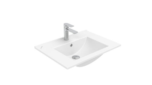 Раковина из сантехнического фарфора Creavit Su SU060-00CB00E-0000 60х50 накладная цвет белый 1 отверстие под смеситель