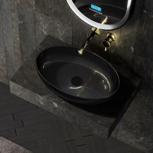 Раковина карбоновая Abber KARBON AK2041 60х40 накладная цвет черный без отверстий под смеситель