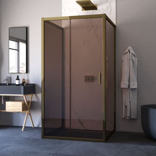 Душевой уголок Vegas-Glass ZP-U TUR+NOVO ZP-U TUR NOVO 120*100 05 05 120х100 стекло тонированное профиль бронза без поддона