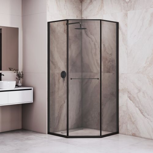 Душевой уголок RGW 33328200-34R 100х100 стекло тонированное профиль черный без поддона