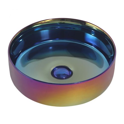 Раковина из сантехнического фаянса Abber BEQUEM AC2108Regen 40х40 накладная цвет хамелеон без отверстий под смеситель