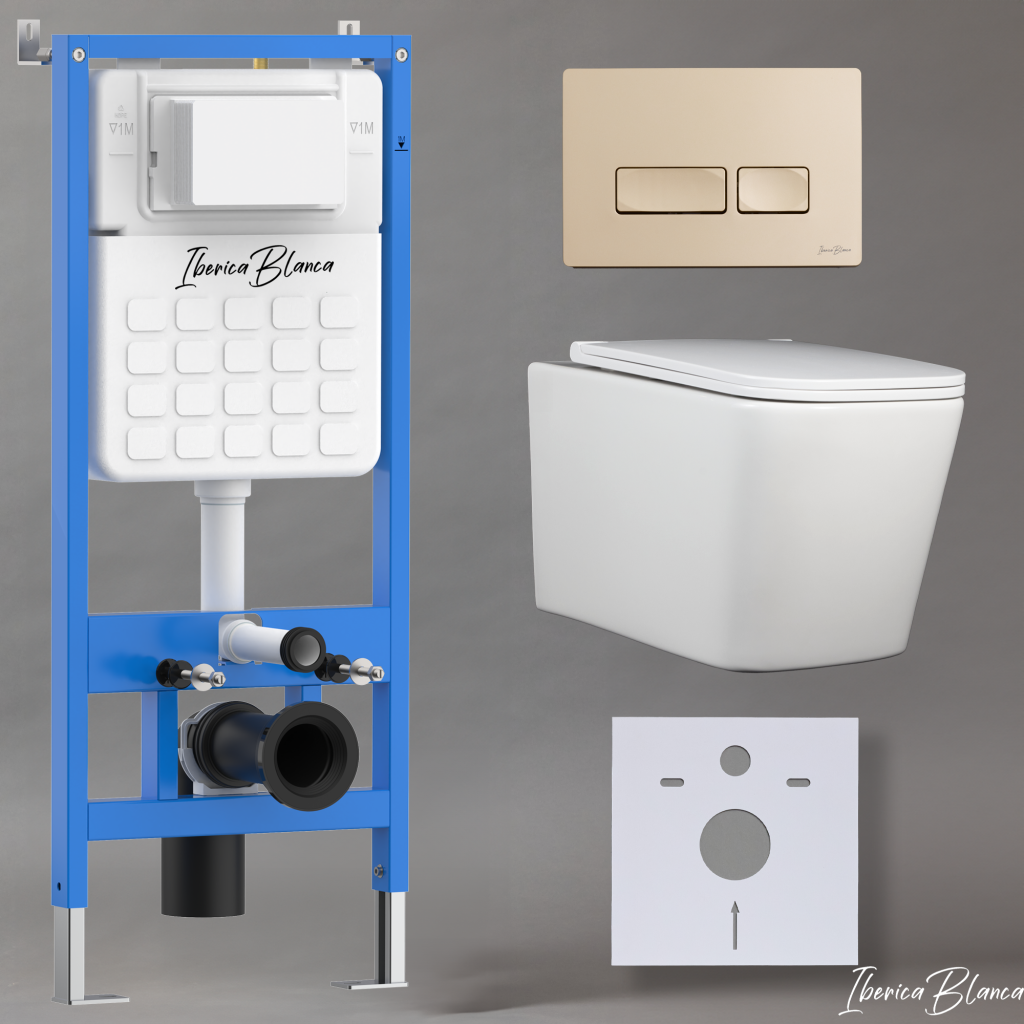 Комплект унитаз с инталляцией и клавишей смыва Iberica Blanca TOLEDO ALTO IB001.TLA.234.215