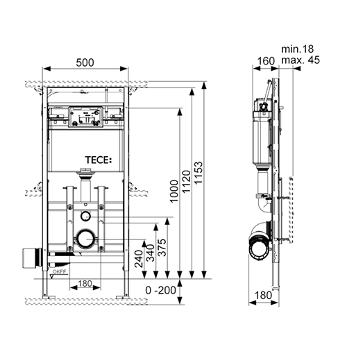Инсталляция для подвесного унитаза Tece TECElux 9600200 - фото 2