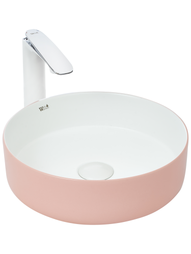 Раковина из сантехнического фаянса WeltWasser WW SK 10000004520 40 см накладная цвет белый/розовый