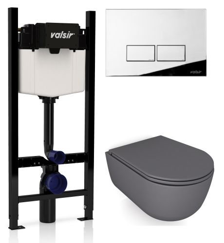 Комплект унитаз с инсталляцией и клавишей смыва Valsir KIT VSCR 7334GM Slim P3