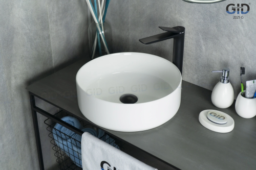 Раковина керамическая Gid Esfera 51179 40х40 накладная цвет белый без отверстий под смеситель