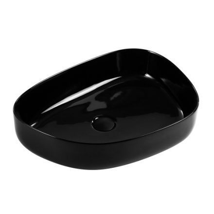 Раковина из сантехнического фаянса BelBagno BB1435-NERO 60х40 накладная цвет черный без отверстий под смеситель