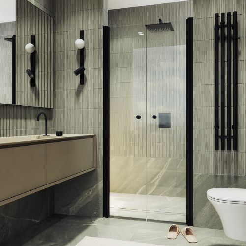 Душевая дверь Maybah Glass MGD-424-6 100х200 стекло прозрачное профиль черный