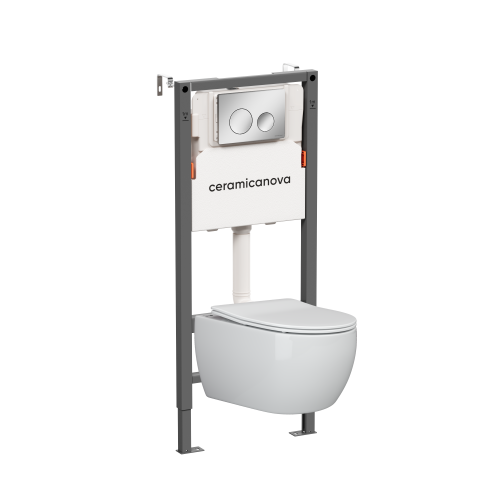 Инсталляция с кнопкой + унитаз Ceramica Nova Balance/Play CN3001_121001CH
