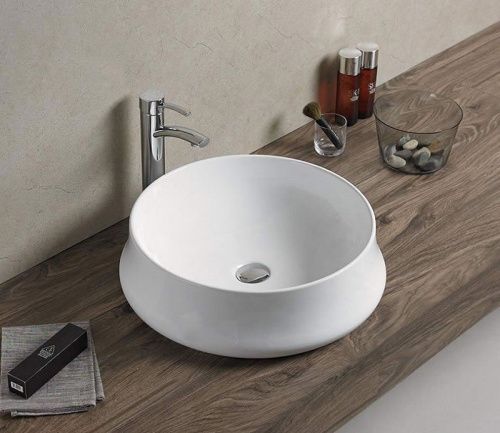 Раковина из сантехнического фаянса CeramaLux 9426-1 40х40 накладная цвет белый без отверстий под смеситель