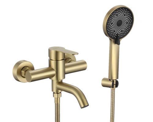 Смеситель для ванны и душа Fmark FS8206C настенный золото