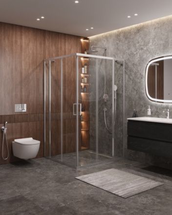 Душевой уголок Cezares MOLVENO MOLVENO-AH-22-130/120-C-Cr-IV 130х120 стекло прозрачное профиль хром без поддона