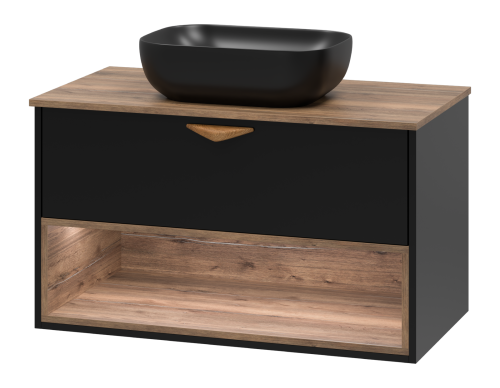 Тумба под раковину Brevita Bergen BER-07090-19-02-1Я 90х50 подвесная цвет черный