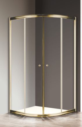 Душевой уголок Cezares GIUBILEO GIUBILEO-R-2-90-SCORREVOLE-C-G 90х90 стекло прозрачное профиль золото без поддона