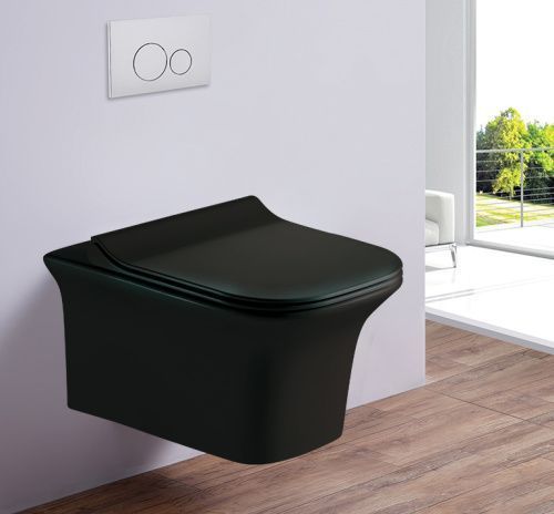 Унитаз подвесной Esbano AZUL ESUPAZULBM черный с сиденьем микролифт безободковый каскадный смыв