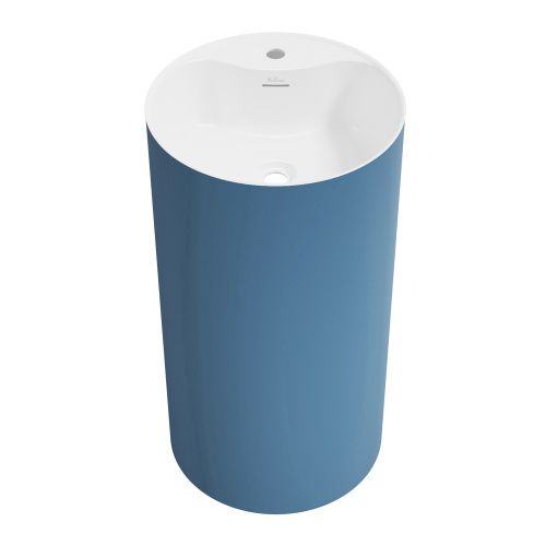 Раковина акриловая Wellsee Chalice Perfection 230629000 50х50 напольная цвет белый/синий 1 отверстие под смеситель