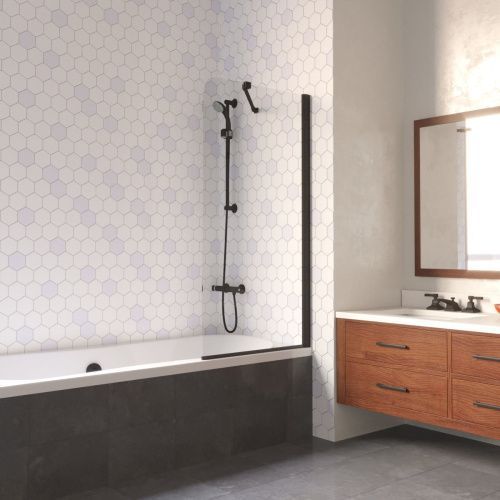 Душевая шторка на ванну Vegas-Glass EV LUX ST EV LUX ST 76 02М 01 R 75х150 стекло прозрачное профиль черный ориентация правая