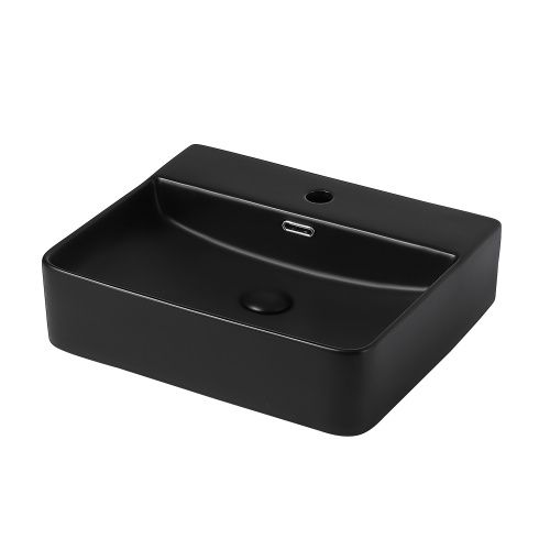 Раковина керамическая Abber RECHTECK AC2203MB 50х40 накладная цвет черный 1 отверстие под смеситель