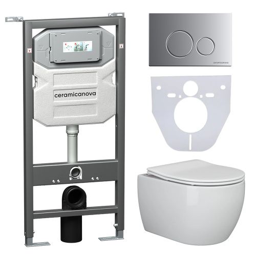 Инсталляция с кнопкой + унитаз + шумоизоляция Ceramica Nova CN3001_1001M_1000