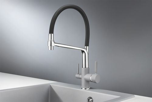 Смеситель для кухни Granula 0083, АЛЮМИНИУМ на мойку серый