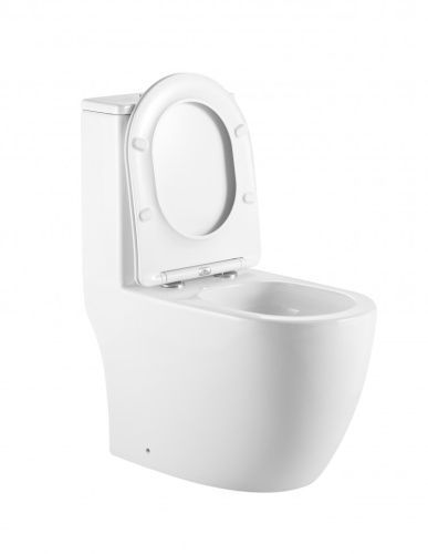 Унитаз напольный с бачком CeramaLux TR2176MN белый с сиденьем микролифт безободковый смыв торнадо