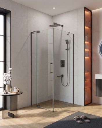 Душевой уголок Cezares SLIDER SLIDER-AH-1-80-80/90-C-GM 80х80 стекло прозрачное профиль оружейная сталь без поддона