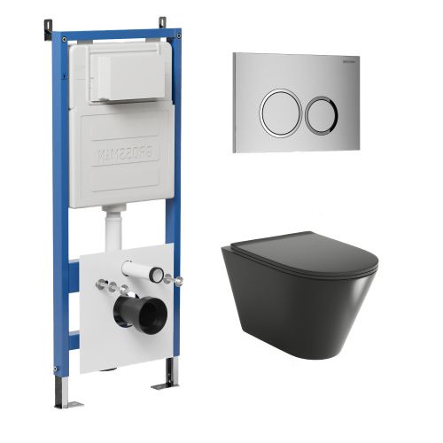 Инсталляция + кнопка смыва + унитаз Grossman Galaxy 97.4477BMSQ.01.110