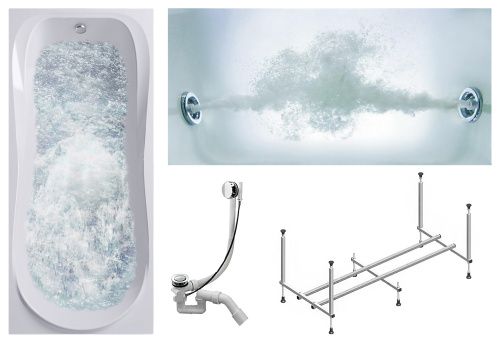 Ванна акриловая гидромассажная Timo KATA KATA1880-KT18-SPV1505-T-CM 180х80 пристенная прямоугольная с каркасом